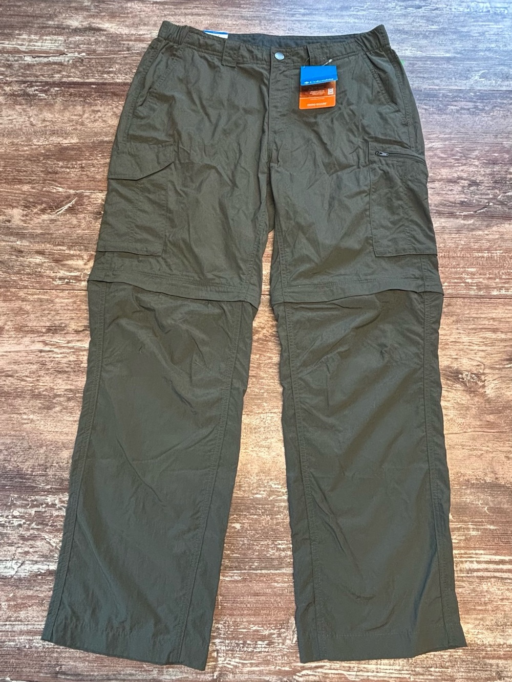 Columbia NWT Convertible Zip Off Shorts Olive Green Outdoor Pants Omni Shade 34 - Picture 6 of 10